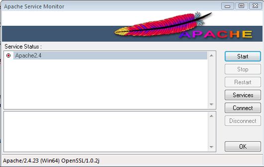 Скриншот запущенной программы ApacheMonitor.exe